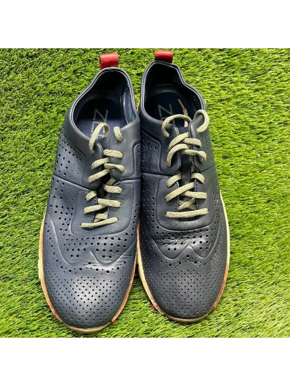 Cole Haan Zerogrand Mens Size 9.5 Blue Classic Leather Wingtip Oxford Shoes